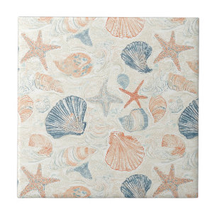 Carreau Côtière rustique - Coquillages, Starfish, Reef (25