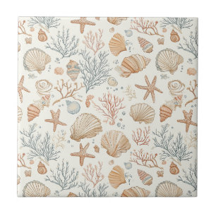 Carreau Côtière rustique - Coquillages, Starfish, Reef (32
