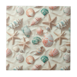 Carreau Côtière rustique - Coquillages, Starfish, Reef (33