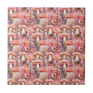 Carreau Cottagecore Aquarelle Champignon & Botanique Fores