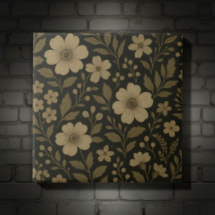 Carreau Cottagecore floral sombre Whimsical Antique