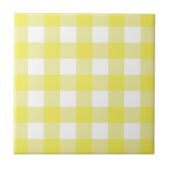 Carreau Cottagecore Jaune et Blanc En vichy Vérifier Plaid (Devant)