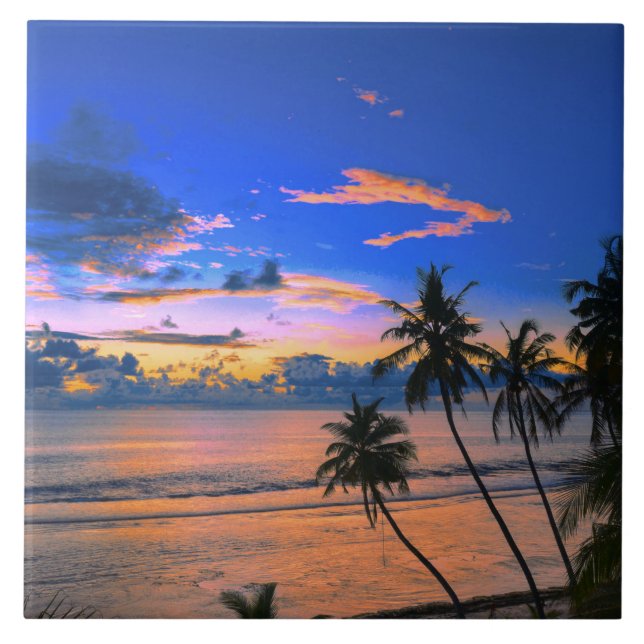Carreau Coucher de soleil exotique sur l'île tropicale de  (Devant)
