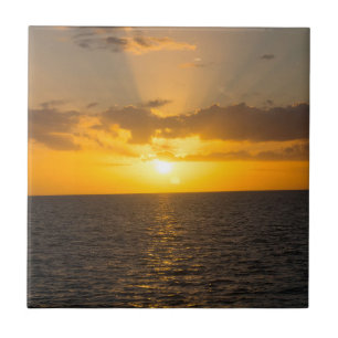 Carreau Coucher de soleil radieux sur l'océan