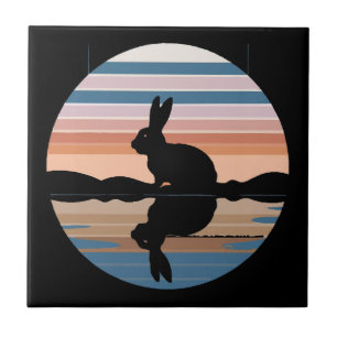 Carreau Coucher de soleil rétro de lapin
