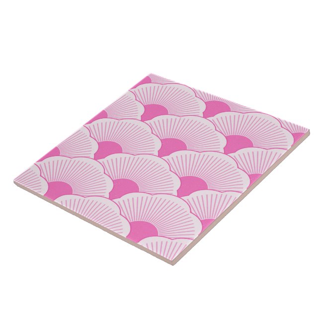 Carreau Coucher de soleil, rose tonique, texture béton (Côté)