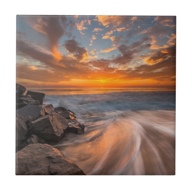Carreau Coucher de soleil sur la plage de Tamarach (Devant)