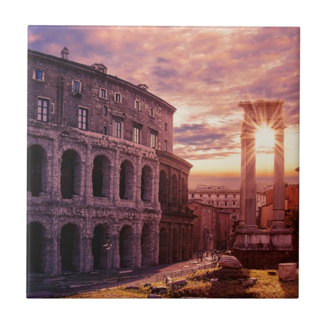 Carreau Coucher de soleil sur le Colisée de Rome à Rome (Devant)