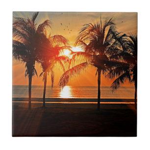 Carreau Coucher de soleil tropical