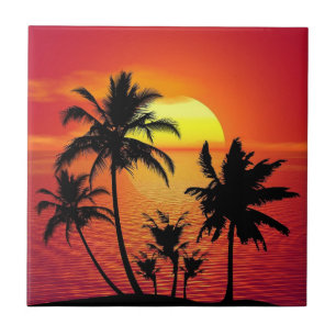 Carreau Coucher de soleil tropical