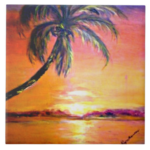 Carreau Coucher de soleil tropical