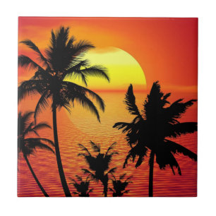 Carreau coucher de soleil tropical, belle illustration,