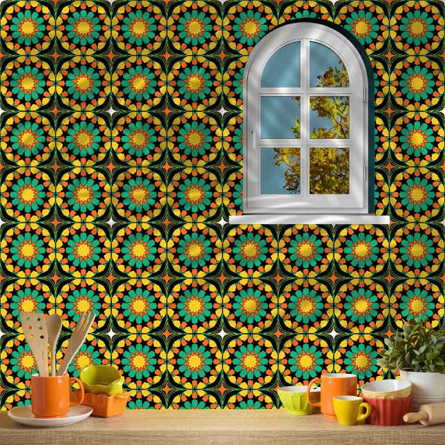 Carreau Coucher de soleil tropical Motif de mosaïque maroc (Créateur téléchargé)