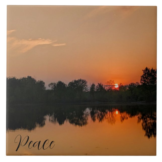 Carreau Coucher du soleil du printemps au lac (Devant)