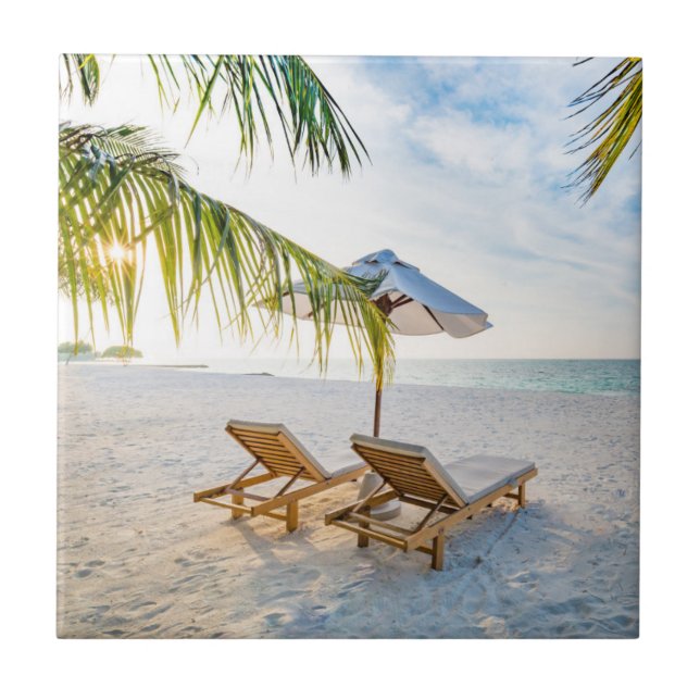 Carreau Coucher du soleil extraordinaire de plage (Devant)