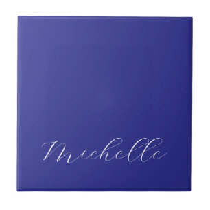 Carreau Couleur Bleu Profond Calligraphie Moderne Simple N