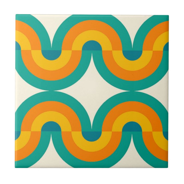 Carreau Couleur funky Rétro demi-cercles Art Motif (Devant)