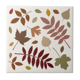 Carreau Couleurs d'automne sur crème tombante Feuille