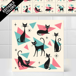 Carreau Couleurs rétro atomiques des chats des années 50 e