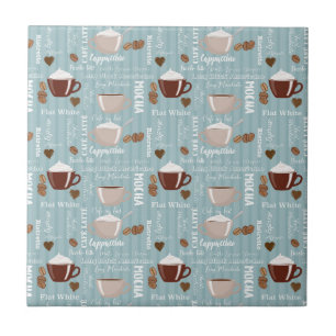 Carreau Coupes de café Lignes verticales bleues Grains de 