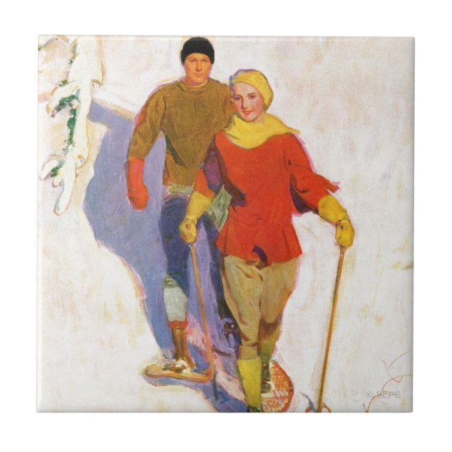 Carreau Couple portant des raquettes par McClelland Barcla (Devant)