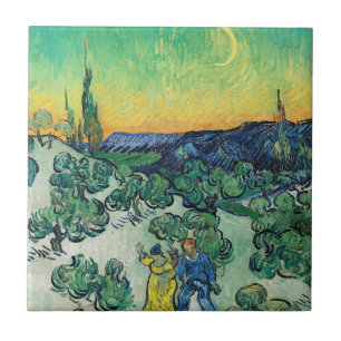 Carreau Couple romantique de Van Gogh se promenant sous la
