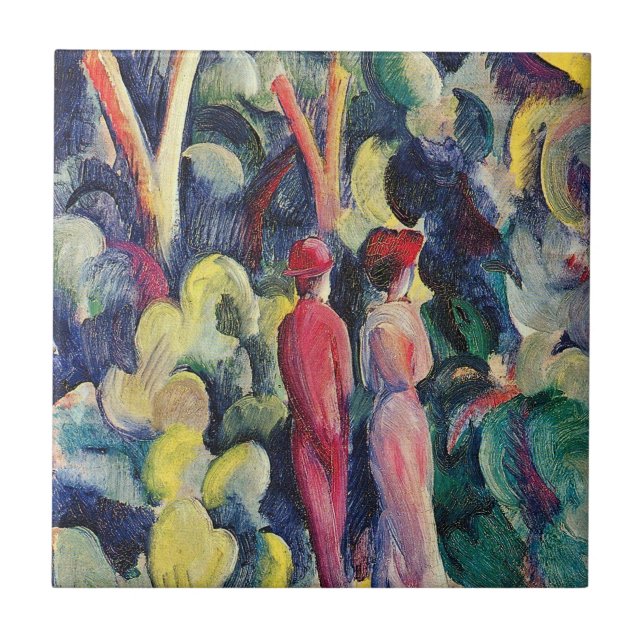 Carreau Couple sur la piste forestière par August Macke (Devant)