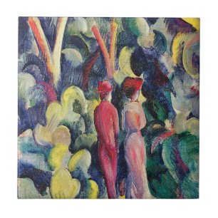 Carreau Couple sur le chemin forestier par August Macke
