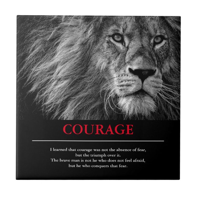 Carreau Courage Lion Motivationnel Inspiration (Devant)