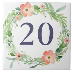Carreau Couronne florale Numéro de maison personnalisé Pla