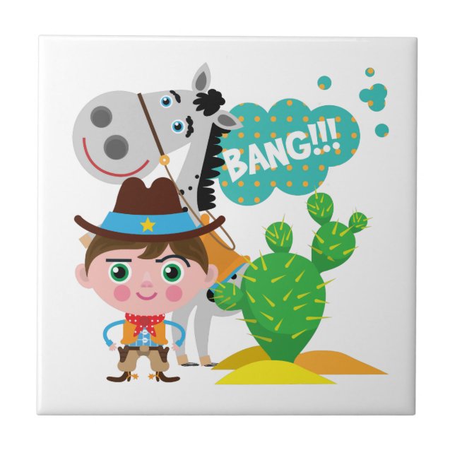 Carreau Cowboy et cheval (Devant)