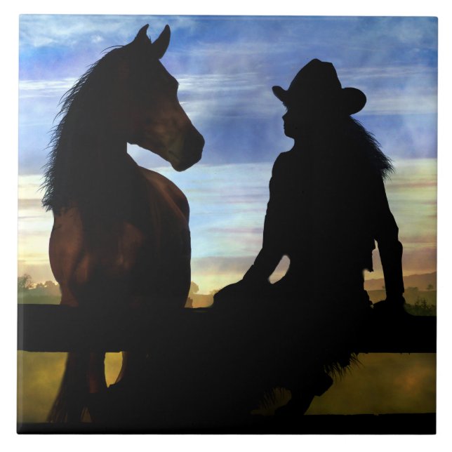Carreau Cowgirl and Horse Country Western (Devant)