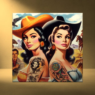 Carreau Cowgirls Tatouées Vintage