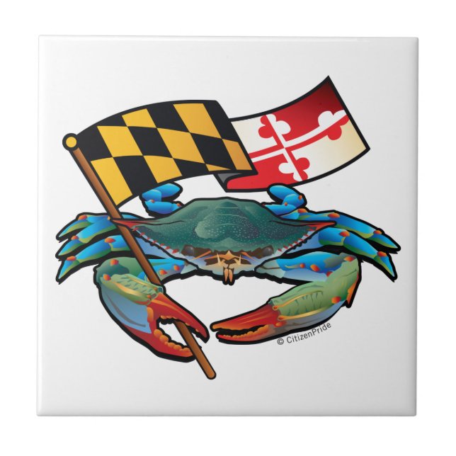 Carreau Crabe bleu du Maryland avec crabe à drapeau (Devant)