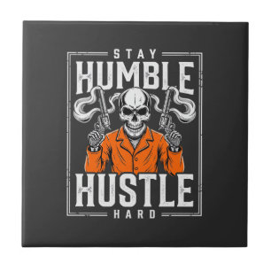 Carreau Crâne d'Halloween Reste Humble Travaille Dur