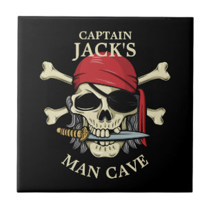 Carreau Crâne pirate et os croisés Grotte de l'homme