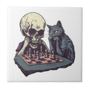 Carreau Crâne vs Chat � Drôle de bataille d'échecs