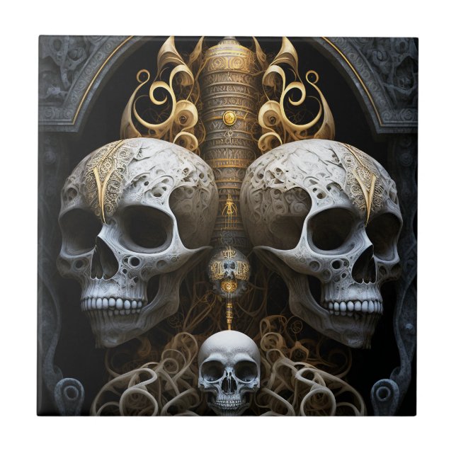 Carreau Crânes Horreur gothique Goth Art surréel (Devant)