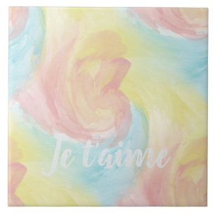 Carreau Cravate-Dye Retro Pastel Peinture d'Aquarelle dans