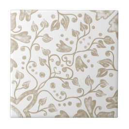 Carreau Crème Beige Blanc Vintage Aquarelle originale