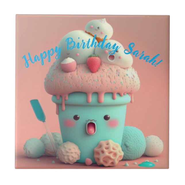 Carreau Crème glacée Kawaii (Devant)