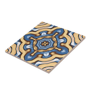 Carreau Crème gris doux Jaune Tribu ethnique Brown Art
