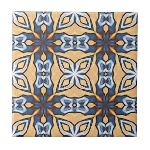 Carreau Crème gris doux Jaune Tribu ethnique Brown Art