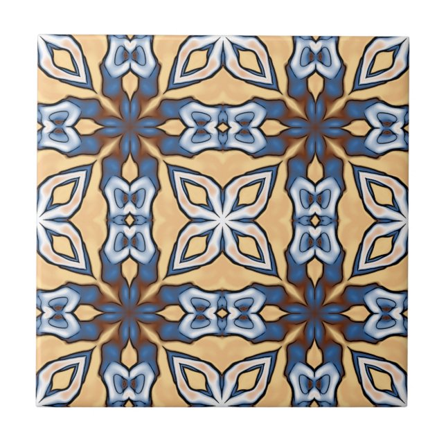 Carreau Crème gris doux Jaune Tribu ethnique Brown Art (Devant)