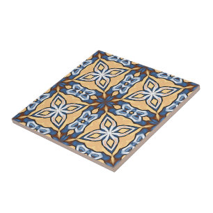 Carreau Crème gris doux Jaune Tribu ethnique Brown Art