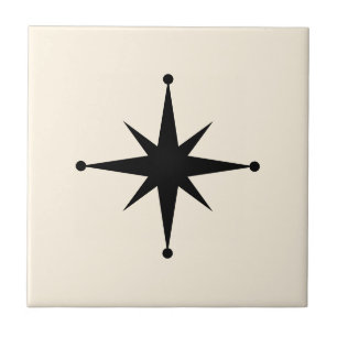 Carreau crème noire Starburst Mid Century Moderne Retro