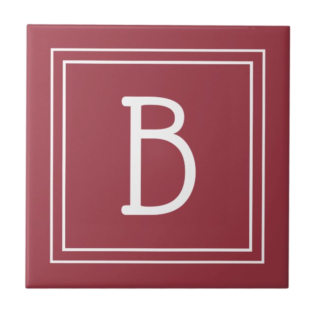 Carreau Crimson monogramme moderne rouge et blanc initial (Devant)