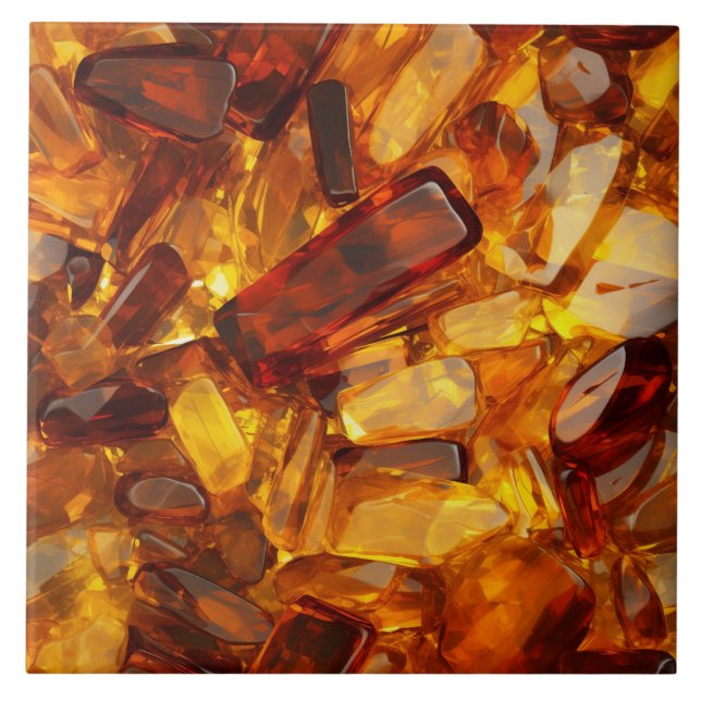Carreau Cristaux en verre d'ambre, jaune et orange (Devant)