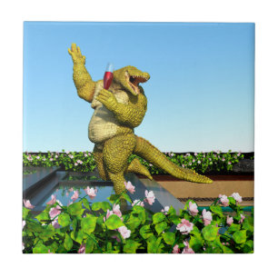Carreau Crocodile drôle Champagne Fête Piscine Art