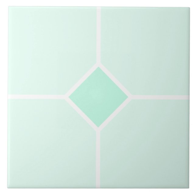 Carreau Croix carré verte et blanche claire cyan (Devant)